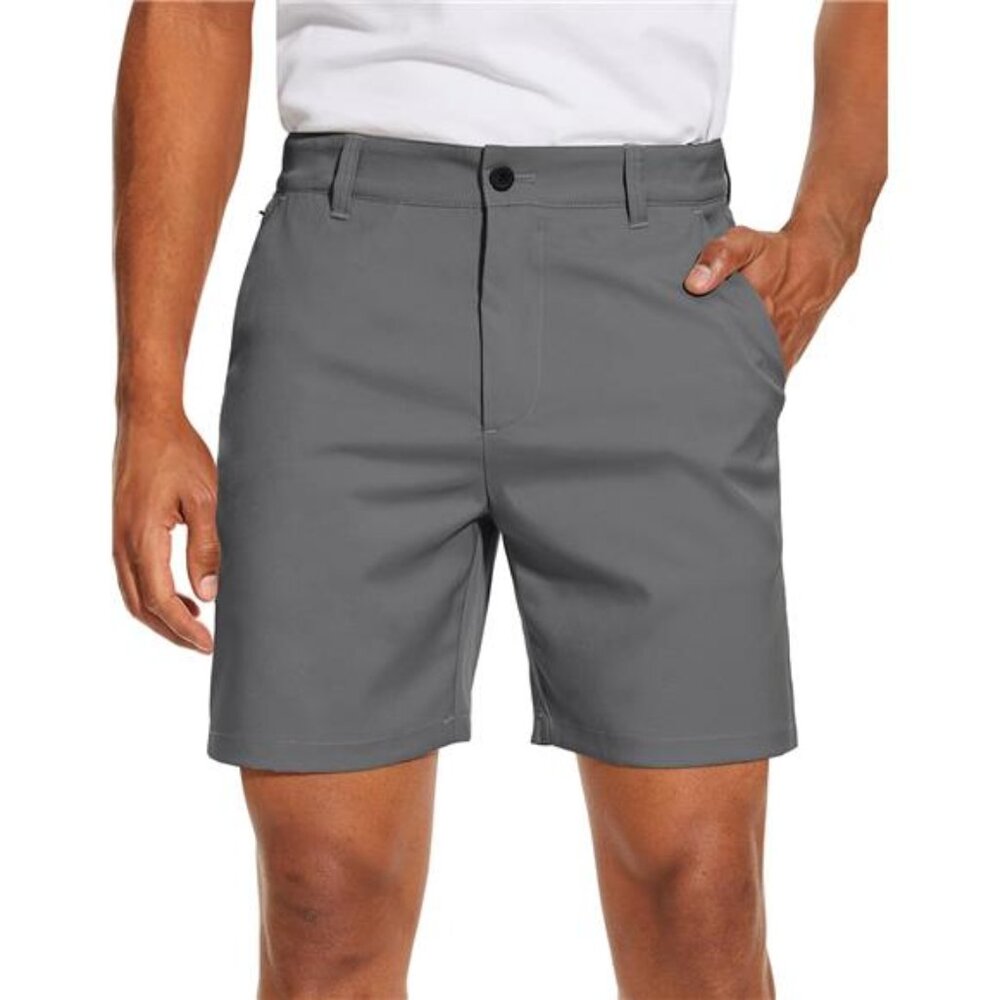 Men's Grey Golf Shorts Flat Front Hybrid 7 Inch Lightweight Quick Dry‎ Short